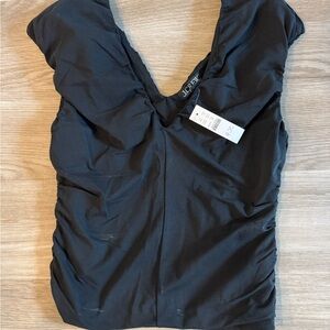 J. Crew Black Ruched Backless Sleeveless Tank Top